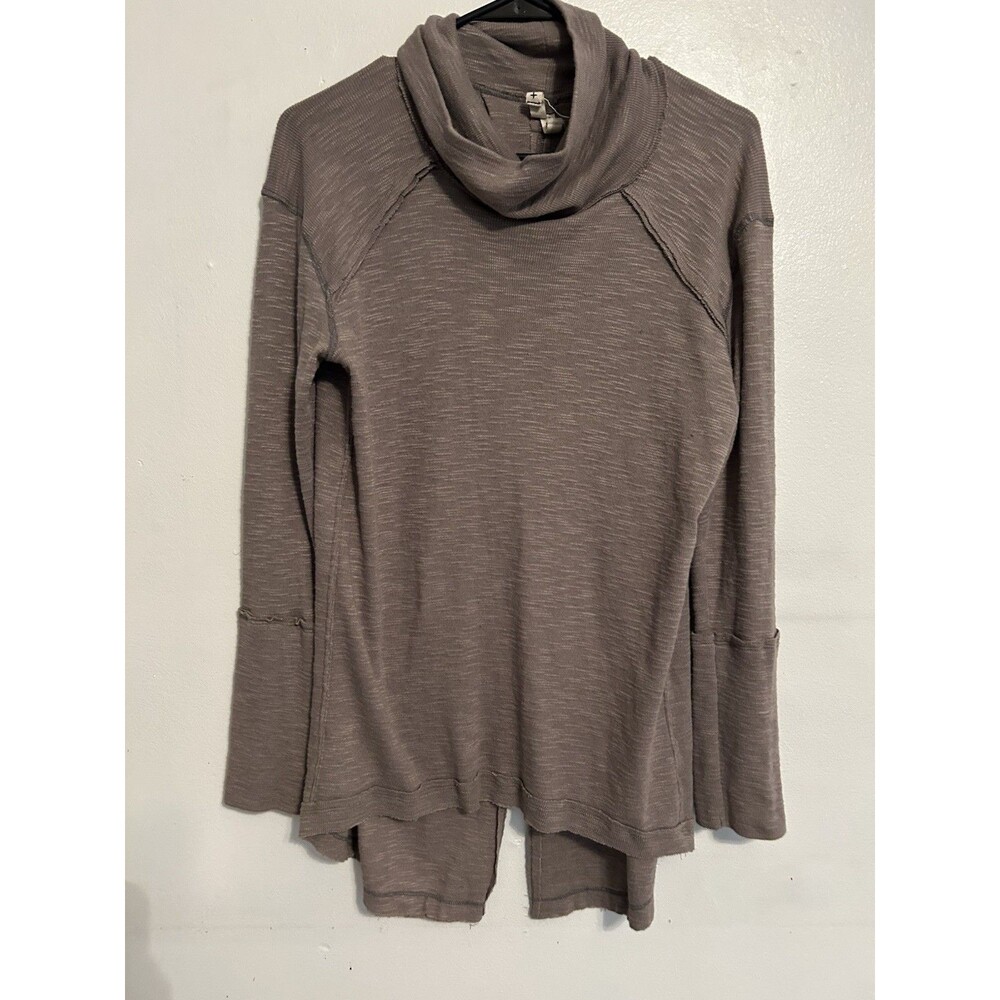 WE THE FREE BROWN COWL NECK Split Back Oversized Sweater Top Size Medium